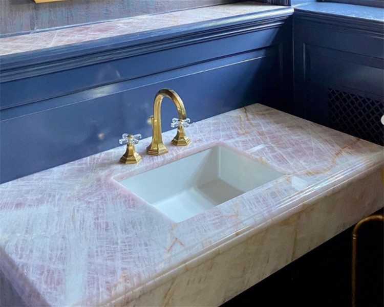 2. Pink Lady Cristallo Quartzite Vanity