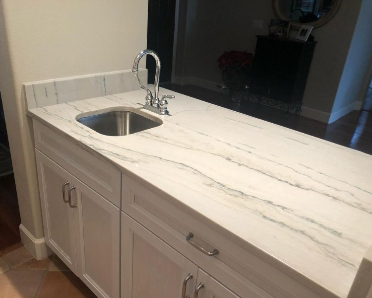 2. White Macaubas Quartzite Vanity