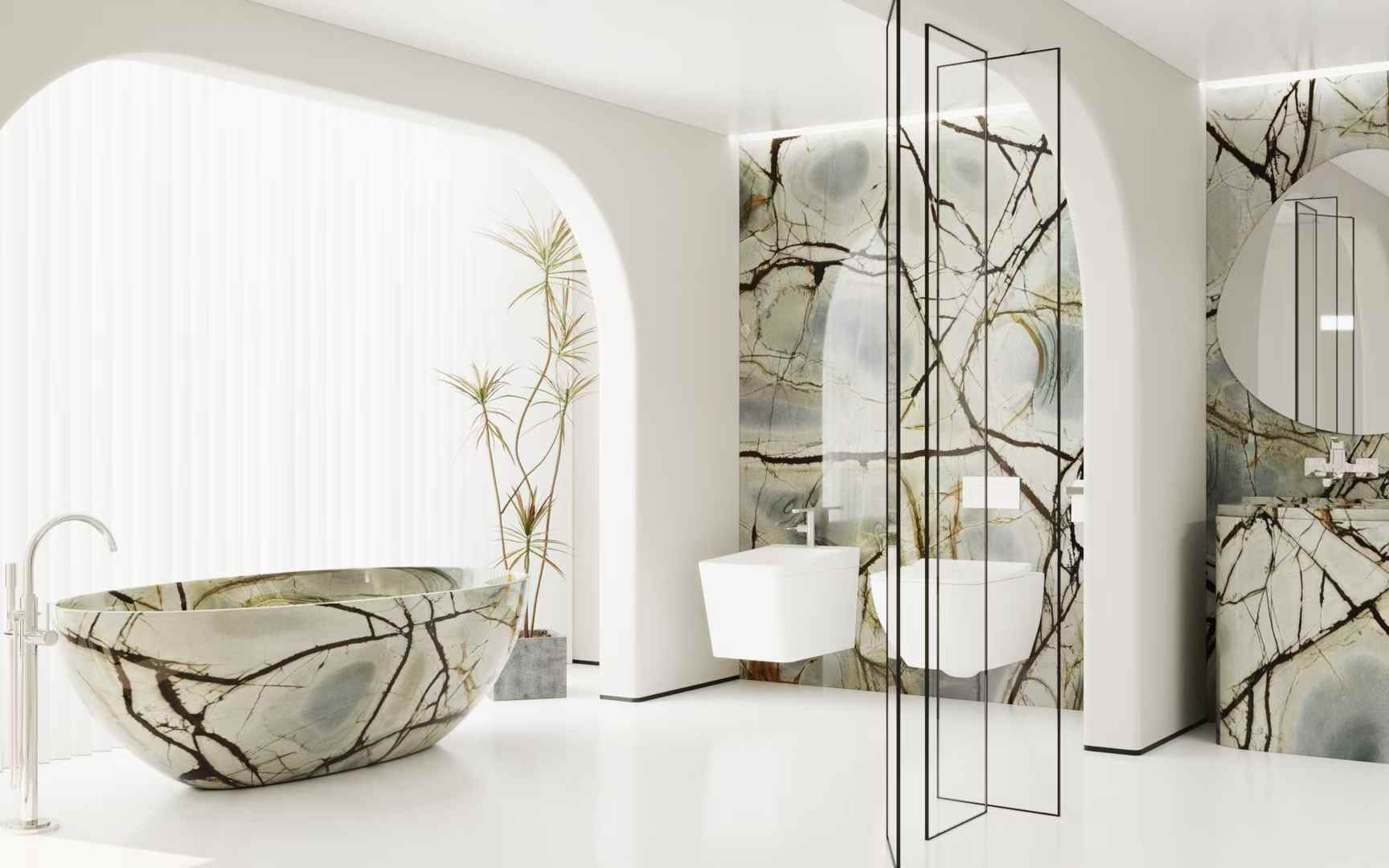 4. Blue Roma Quartzite Bathroom