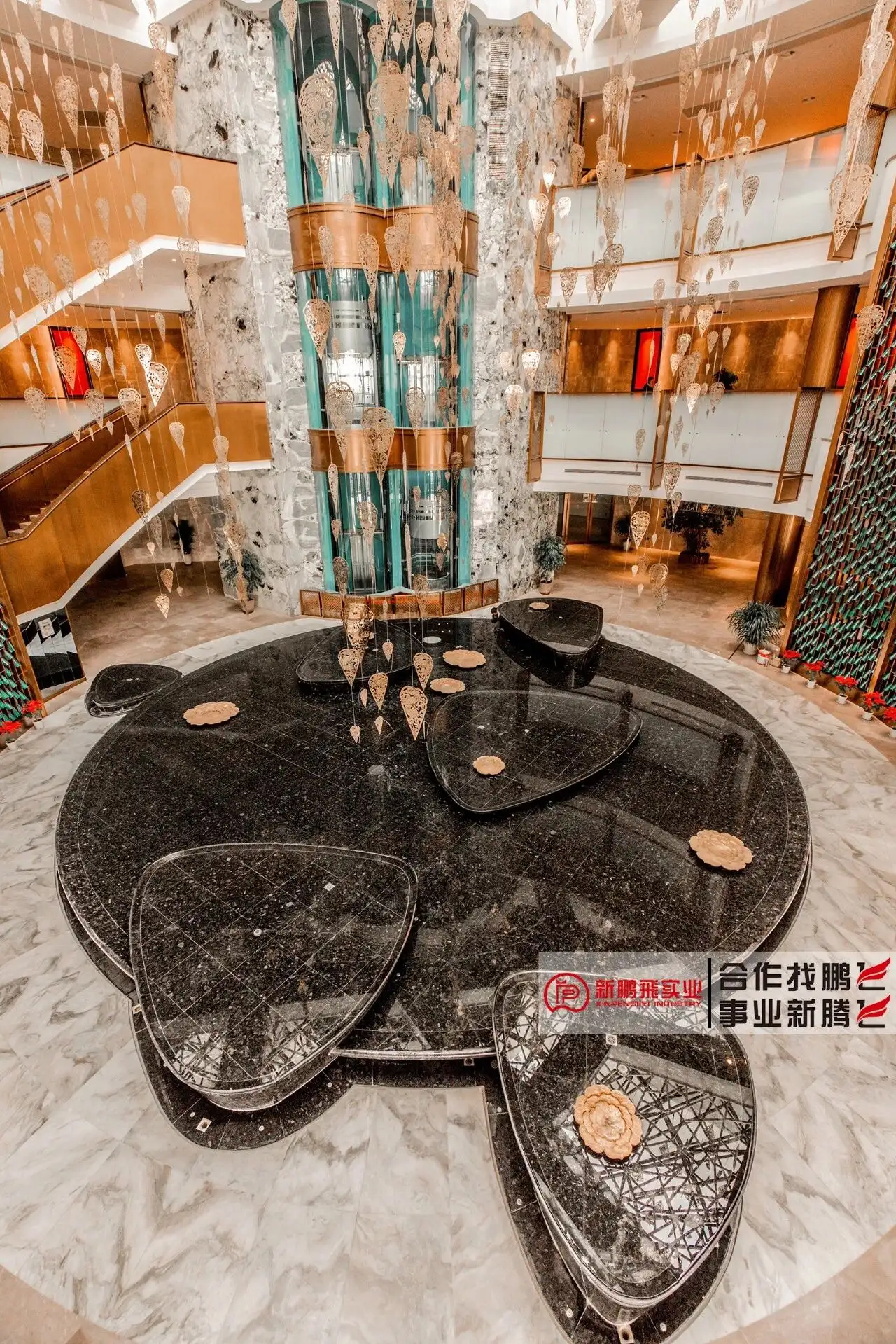 4. Granite water feature in hotel lobby
